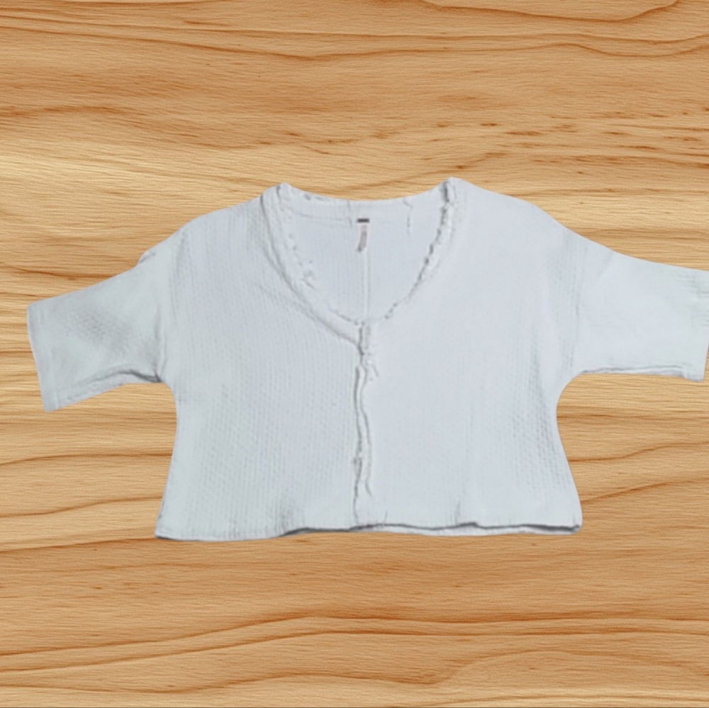 Free People IvoryTweed  Boxy Fit Crop Top